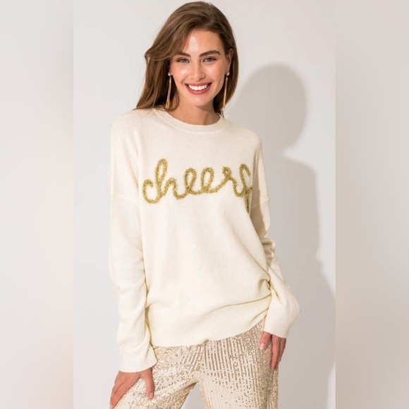 Vince Camuto Sweaters - NWT Vince Camuto Cream Sweater with Gold Script